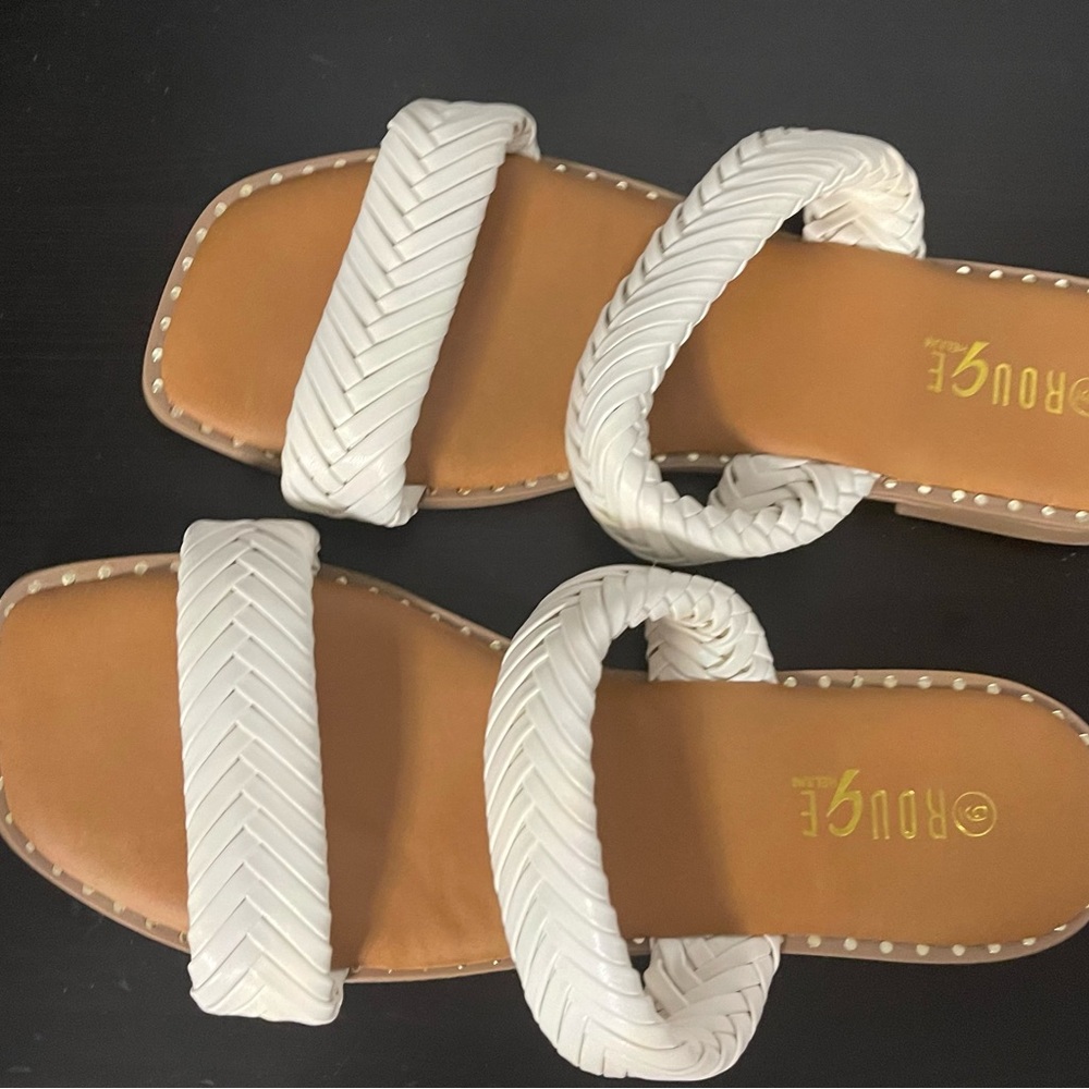 Rouge! White and Tan Sandals